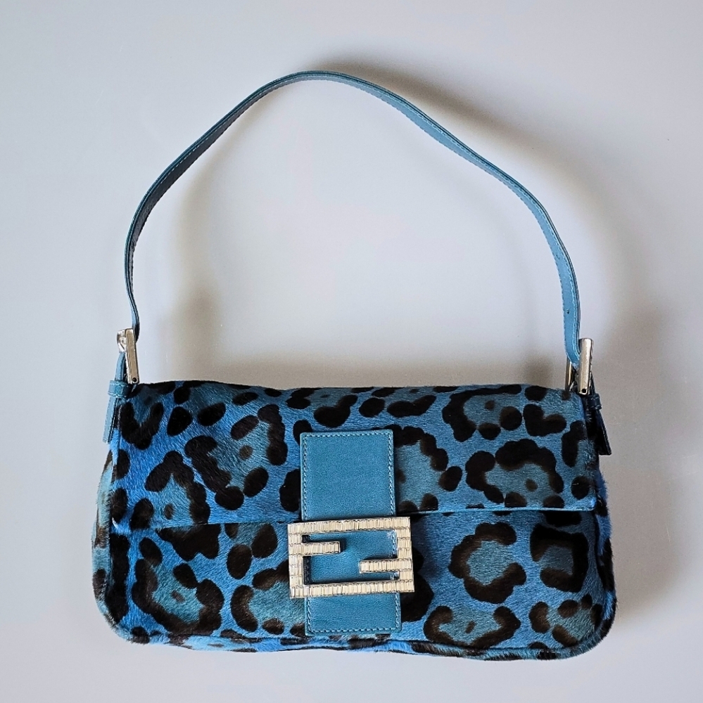 *SOLD**Fendi Baguette Pony Hair Leopard Print with Crystal Detail - Picture 3 of 15